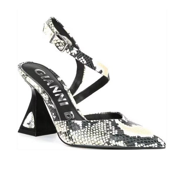 Gianni Bini Tallia Snake Print Asymmetrical Strap Jewel Heel Pumps Size 9.5M - Picture 1 of 5